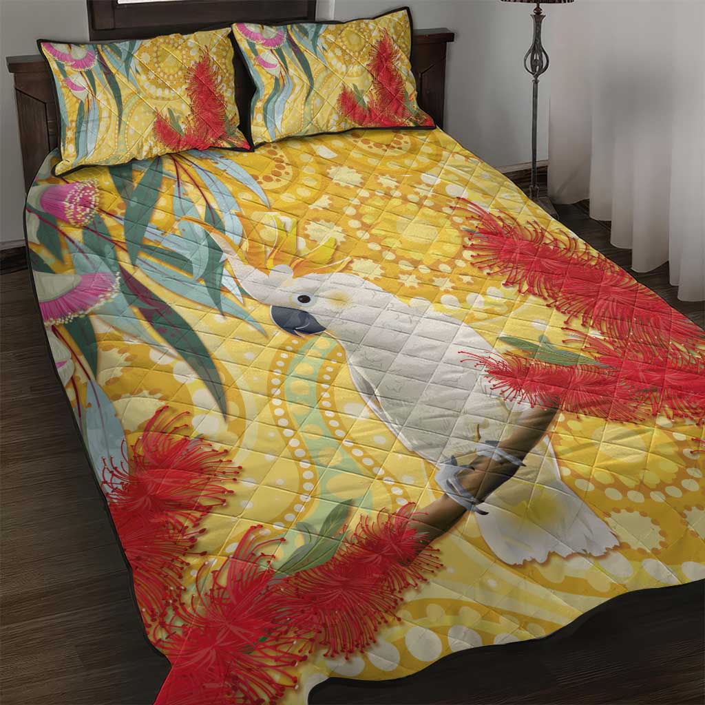 Sulphur-Crested Cockatoo Australia Aboriginal Art Quilt Bed Set NAIDOC Week - Nature Lovers