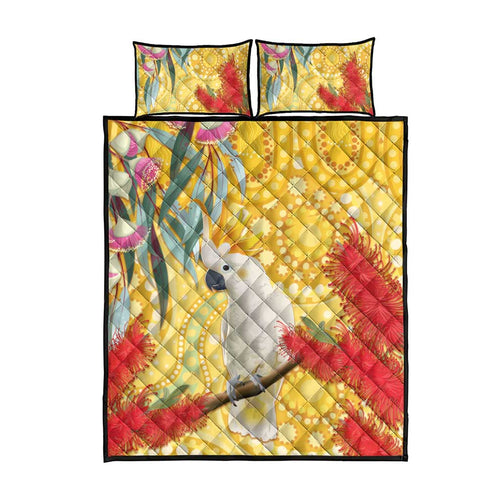 Sulphur-Crested Cockatoo Australia Aboriginal Art Quilt Bed Set NAIDOC Week - Nature Lovers