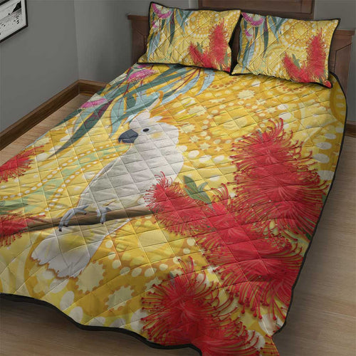 Sulphur-Crested Cockatoo Australia Aboriginal Art Quilt Bed Set NAIDOC Week - Nature Lovers