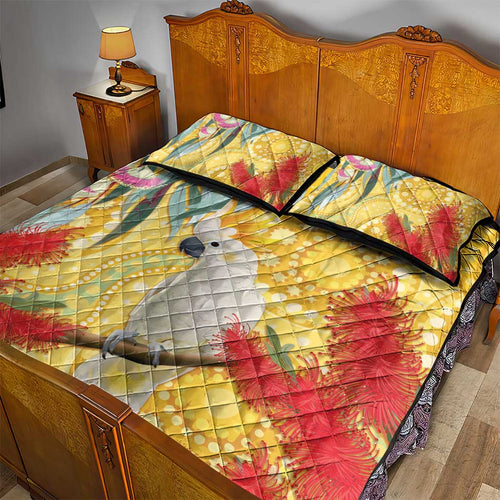 Sulphur-Crested Cockatoo Australia Aboriginal Art Quilt Bed Set NAIDOC Week - Nature Lovers