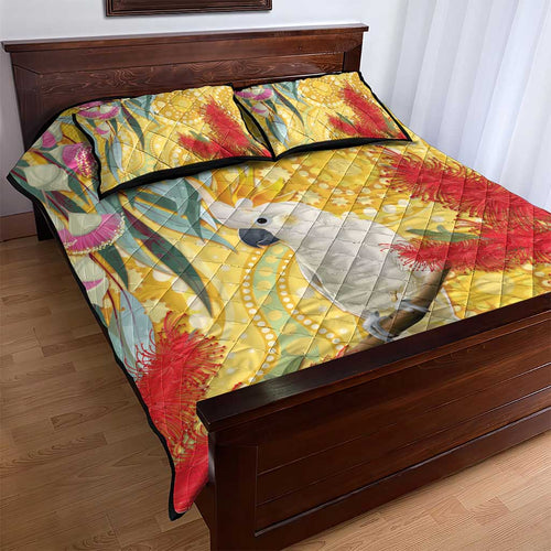 Sulphur-Crested Cockatoo Australia Aboriginal Art Quilt Bed Set NAIDOC Week - Nature Lovers