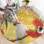 Sulphur-Crested Cockatoo Australia Aboriginal Art Round Carpet NAIDOC Week - Nature Lovers
