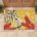 Sulphur-Crested Cockatoo Australia Aboriginal Art Rubber Doormat NAIDOC Week - Nature Lovers