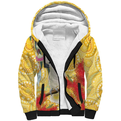 Sulphur-Crested Cockatoo Australia Aboriginal Art Sherpa Hoodie NAIDOC Week - Nature Lovers