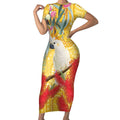 Sulphur-Crested Cockatoo Australia Aboriginal Art Short Sleeve Bodycon Dress NAIDOC Week - Nature Lovers