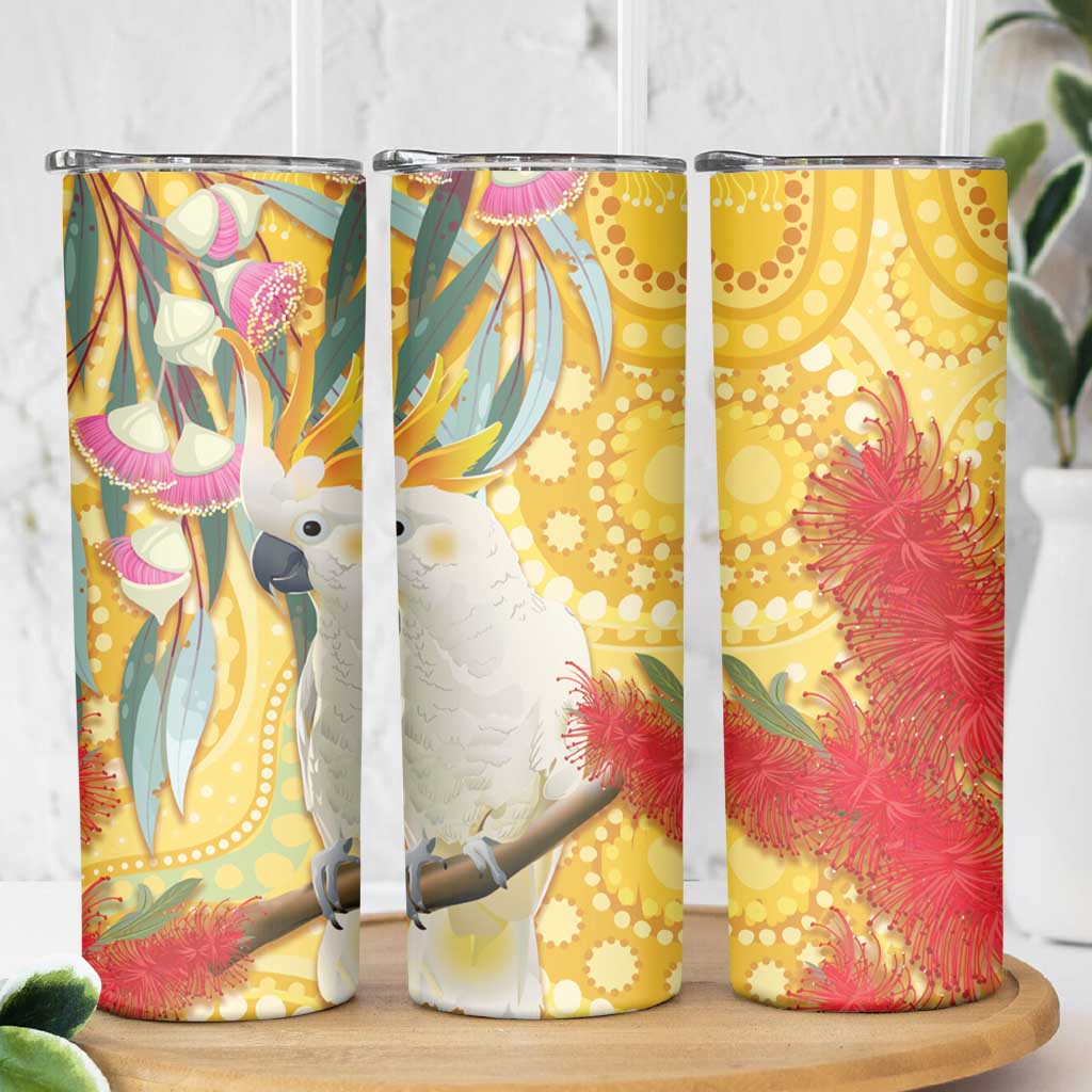 Sulphur-Crested Cockatoo Australia Aboriginal Art Skinny Tumbler NAIDOC Week - Nature Lovers