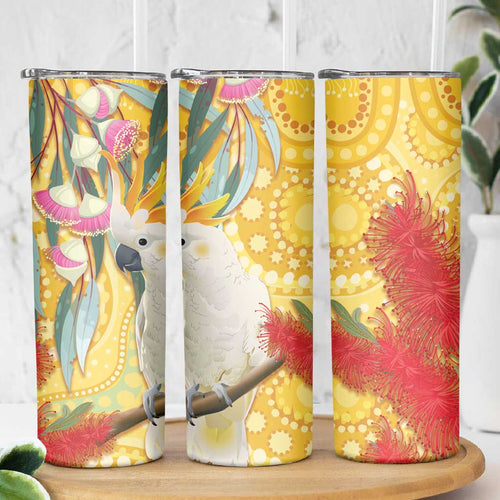 Sulphur-Crested Cockatoo Australia Aboriginal Art Skinny Tumbler NAIDOC Week - Nature Lovers
