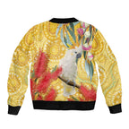 Sulphur-Crested Cockatoo Australia Aboriginal Art Sleeve Zip Bomber Jacket NAIDOC Week - Nature Lovers