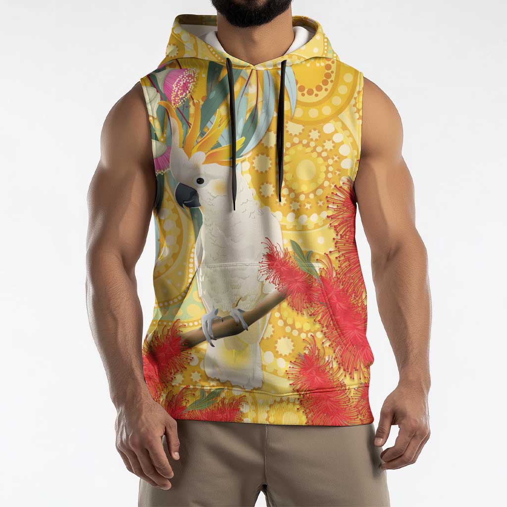 Sulphur-Crested Cockatoo Australia Aboriginal Art Sleeveless Hoodie NAIDOC Week - Nature Lovers