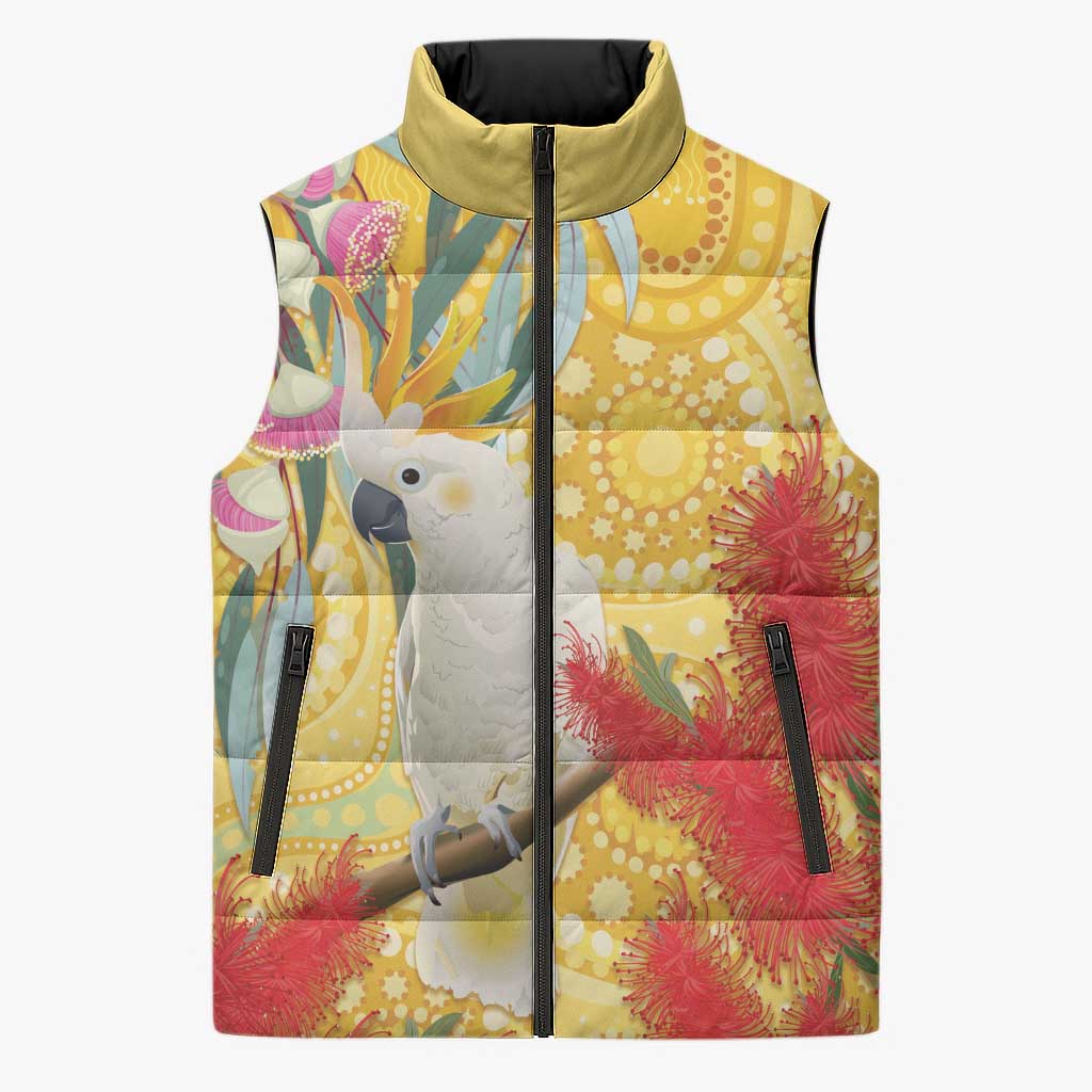Sulphur-Crested Cockatoo Australia Aboriginal Art Sleeveless Puffer Jacket NAIDOC Week - Nature Lovers