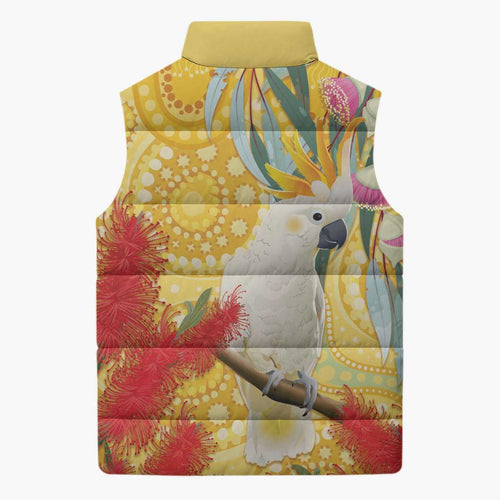 Sulphur-Crested Cockatoo Australia Aboriginal Art Sleeveless Puffer Jacket NAIDOC Week - Nature Lovers