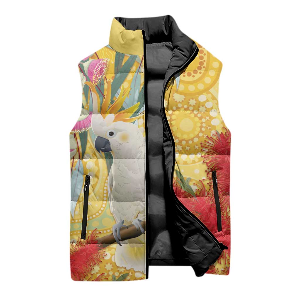 Sulphur-Crested Cockatoo Australia Aboriginal Art Sleeveless Puffer Jacket NAIDOC Week - Nature Lovers