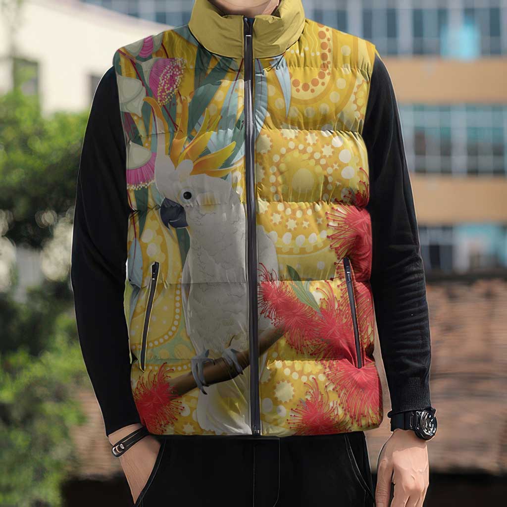 Sulphur-Crested Cockatoo Australia Aboriginal Art Sleeveless Puffer Jacket NAIDOC Week - Nature Lovers