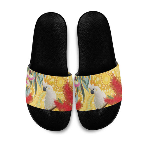 Sulphur-Crested Cockatoo Australia Aboriginal Art Slide Sandals NAIDOC Week - Nature Lovers