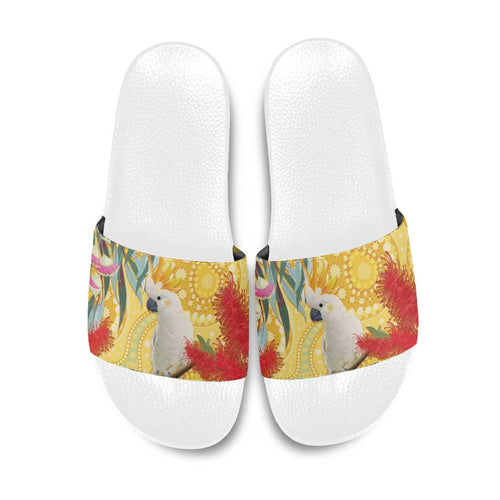 Sulphur-Crested Cockatoo Australia Aboriginal Art Slide Sandals NAIDOC Week - Nature Lovers