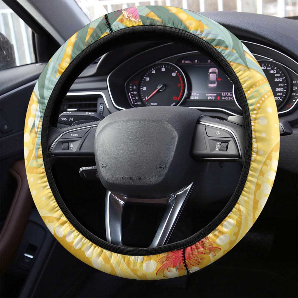 Sulphur-Crested Cockatoo Australia Aboriginal Art Steering Wheel Cover NAIDOC Week - Nature Lovers