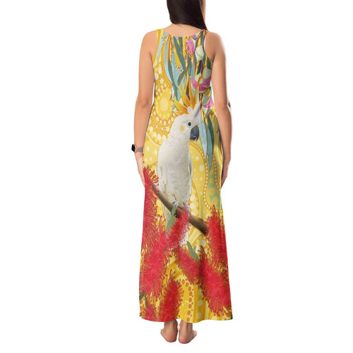 Sulphur-Crested Cockatoo Australia Aboriginal Art Tank Maxi Dress NAIDOC Week - Nature Lovers
