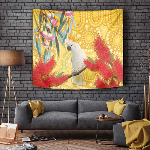 Sulphur-Crested Cockatoo Australia Aboriginal Art Tapestry NAIDOC Week - Nature Lovers