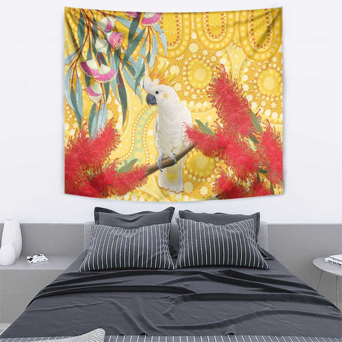 Sulphur-Crested Cockatoo Australia Aboriginal Art Tapestry NAIDOC Week - Nature Lovers