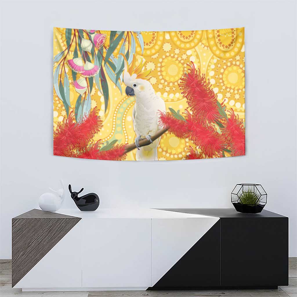 Sulphur-Crested Cockatoo Australia Aboriginal Art Tapestry NAIDOC Week - Nature Lovers