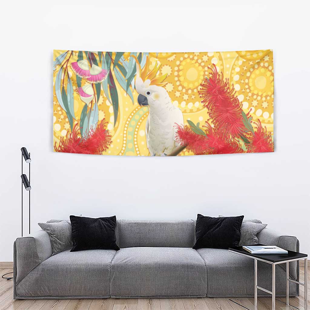 Sulphur-Crested Cockatoo Australia Aboriginal Art Tapestry NAIDOC Week - Nature Lovers