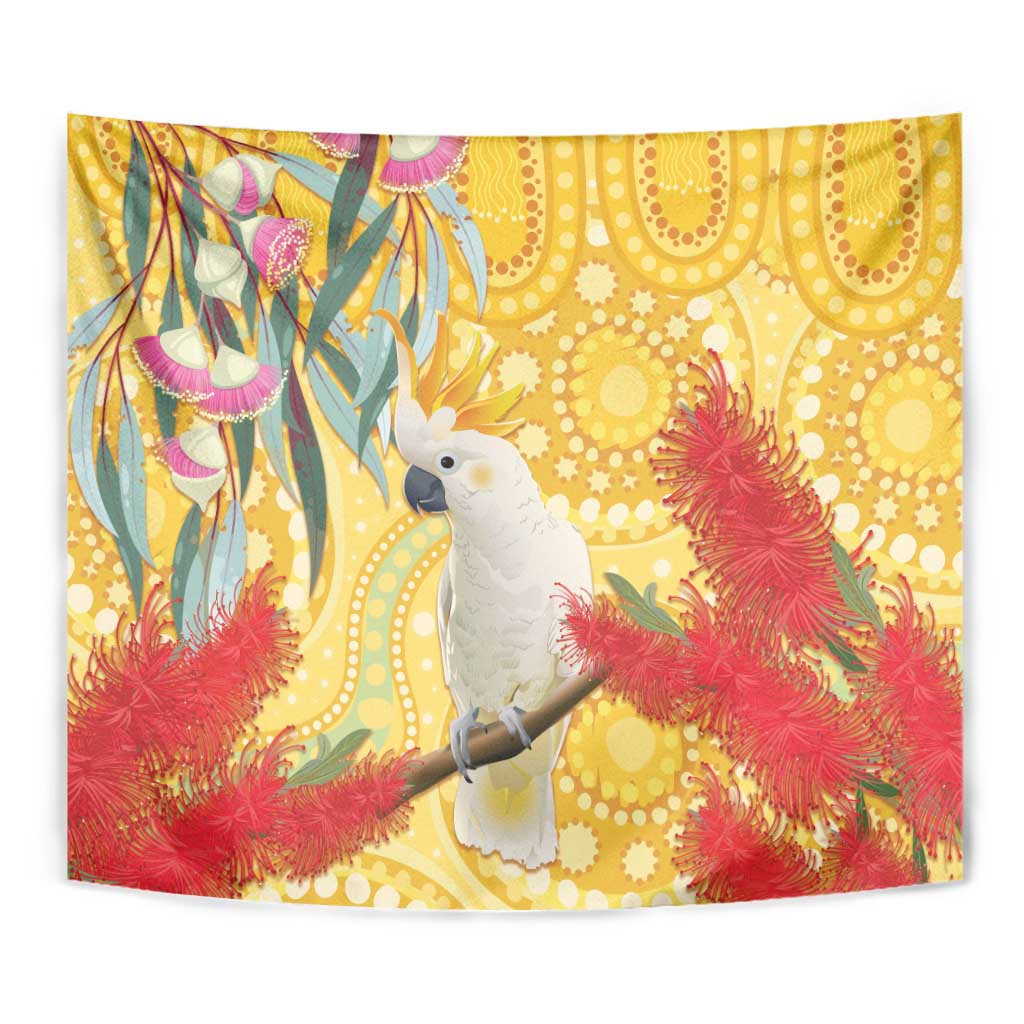 Sulphur-Crested Cockatoo Australia Aboriginal Art Tapestry NAIDOC Week - Nature Lovers