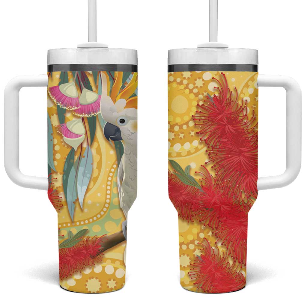 Sulphur-Crested Cockatoo Australia Aboriginal Art Tumbler With Handle NAIDOC Week - Nature Lovers