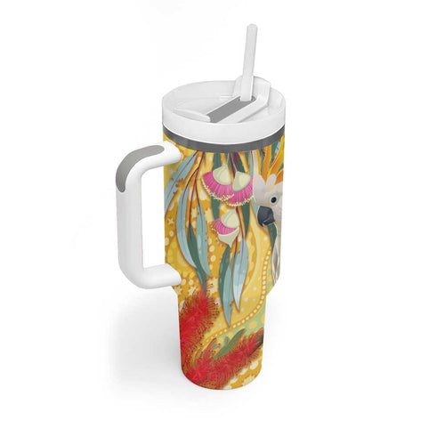 Sulphur-Crested Cockatoo Australia Aboriginal Art Tumbler With Handle NAIDOC Week - Nature Lovers