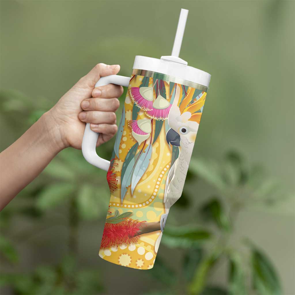 Sulphur-Crested Cockatoo Australia Aboriginal Art Tumbler With Handle NAIDOC Week - Nature Lovers