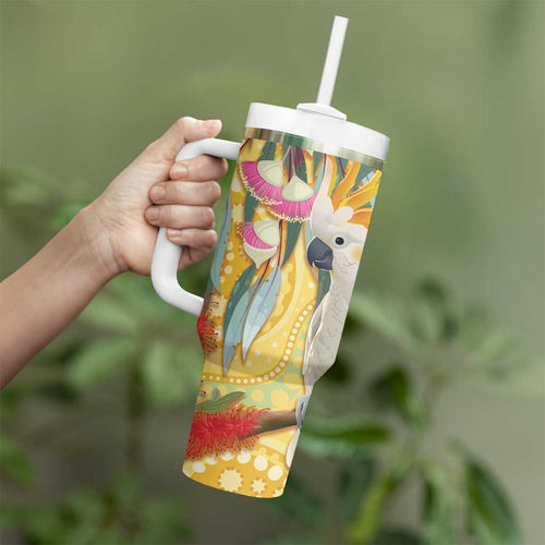 Sulphur-Crested Cockatoo Australia Aboriginal Art Tumbler With Handle NAIDOC Week - Nature Lovers