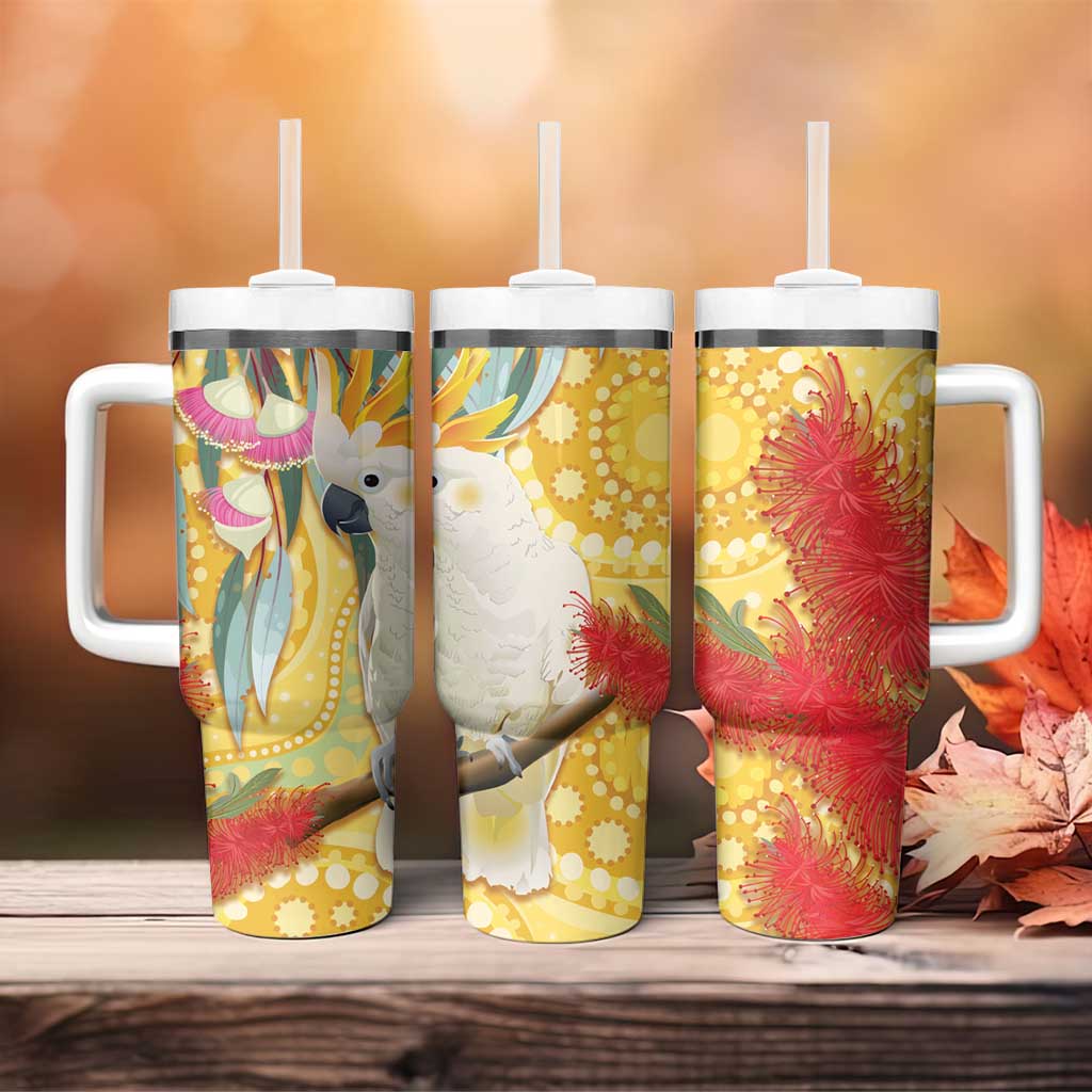 Sulphur-Crested Cockatoo Australia Aboriginal Art Tumbler With Handle NAIDOC Week - Nature Lovers