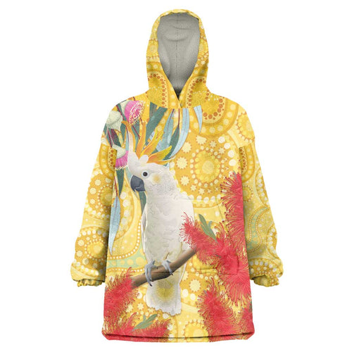 Sulphur-Crested Cockatoo Australia Aboriginal Art Wearable Blanket Hoodie NAIDOC Week - Nature Lovers