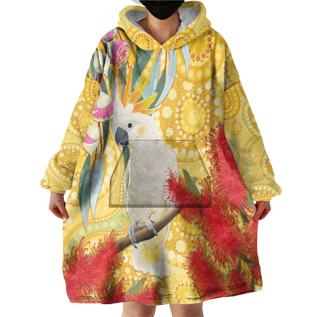 Sulphur-Crested Cockatoo Australia Aboriginal Art Wearable Blanket Hoodie NAIDOC Week - Nature Lovers