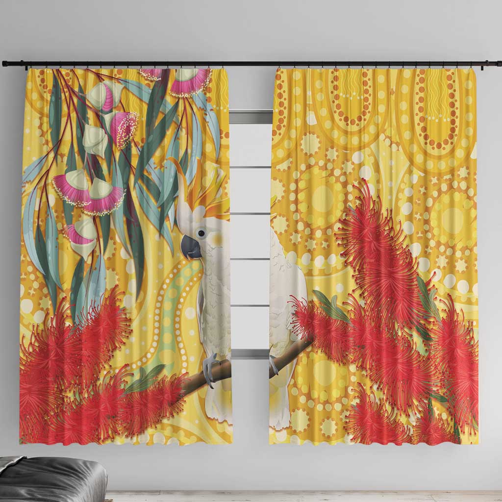 Sulphur-Crested Cockatoo Australia Aboriginal Art Window Curtain NAIDOC Week - Nature Lovers