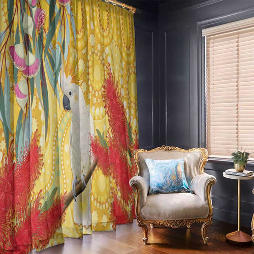 Sulphur-Crested Cockatoo Australia Aboriginal Art Window Curtain NAIDOC Week - Nature Lovers
