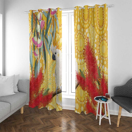 Sulphur-Crested Cockatoo Australia Aboriginal Art Window Curtain NAIDOC Week - Nature Lovers