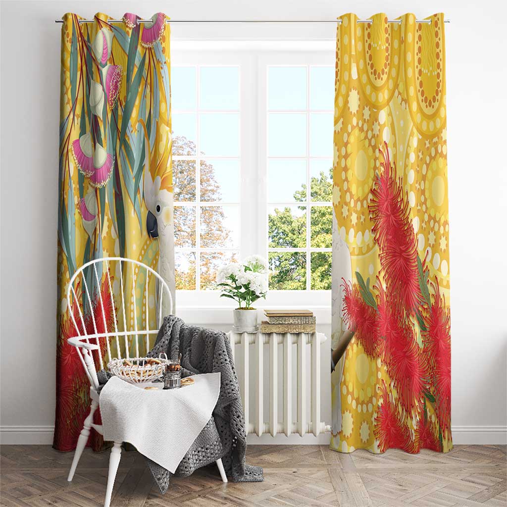 Sulphur-Crested Cockatoo Australia Aboriginal Art Window Curtain NAIDOC Week - Nature Lovers