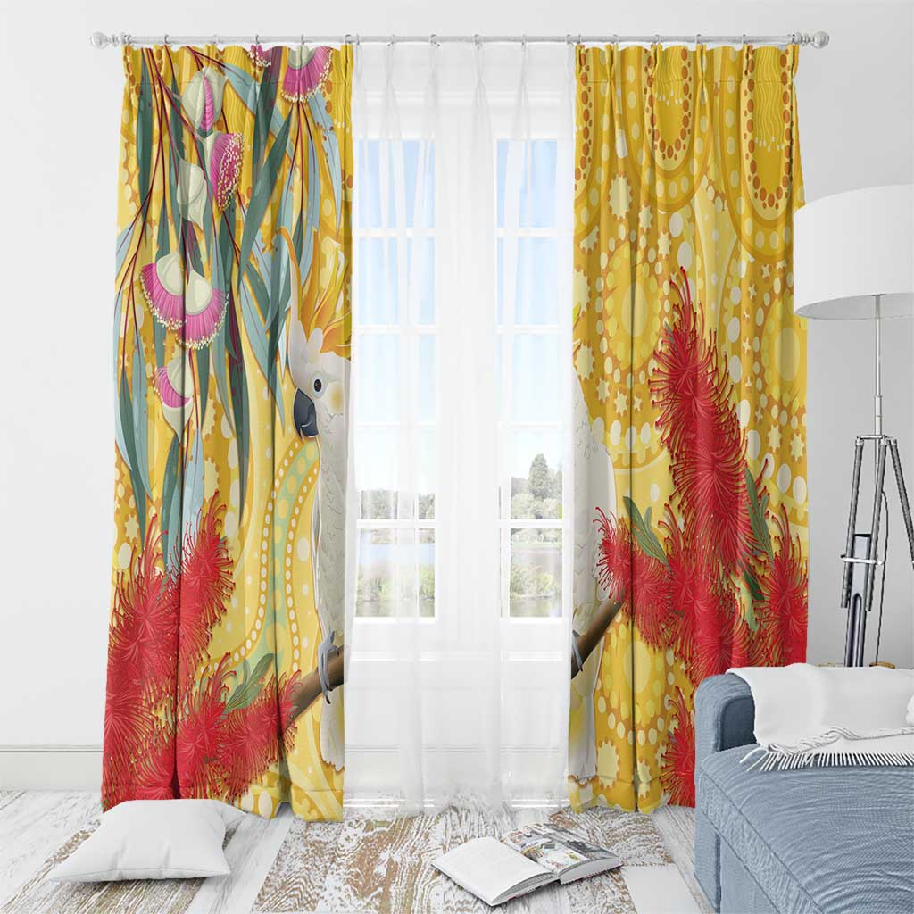 Sulphur-Crested Cockatoo Australia Aboriginal Art Window Curtain NAIDOC Week - Nature Lovers