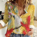 Sulphur-Crested Cockatoo Australia Aboriginal Art Women Casual Shirt NAIDOC Week - Nature Lovers