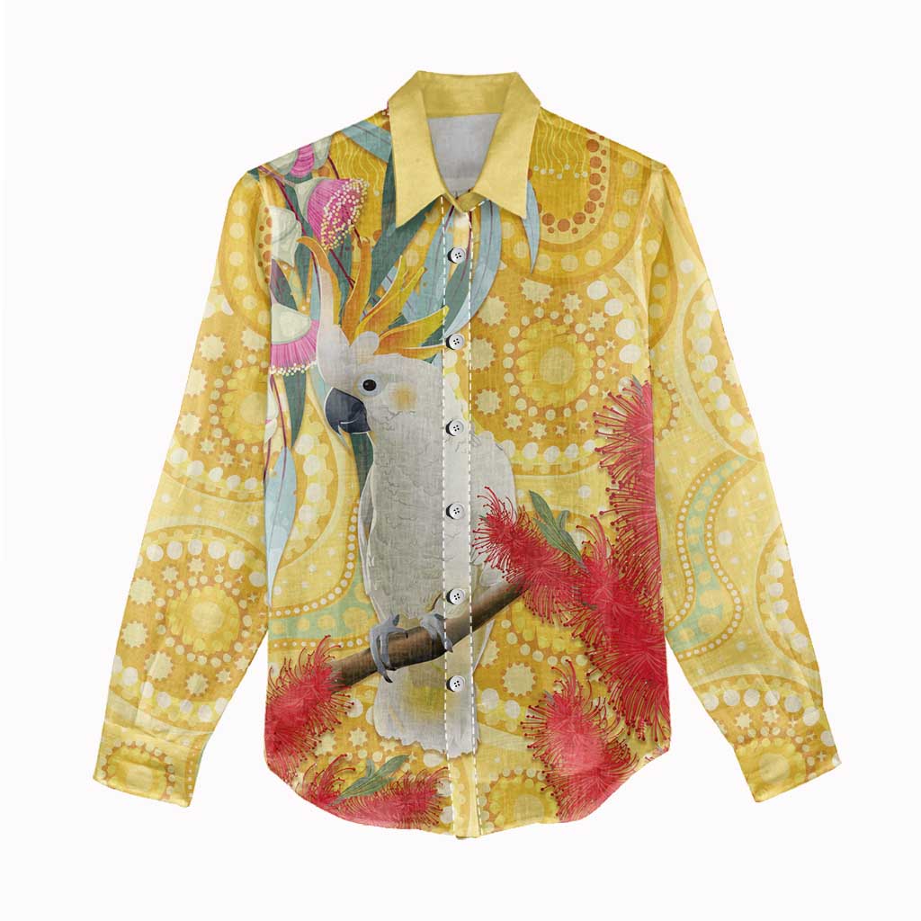 Sulphur-Crested Cockatoo Australia Aboriginal Art Women Casual Shirt NAIDOC Week - Nature Lovers