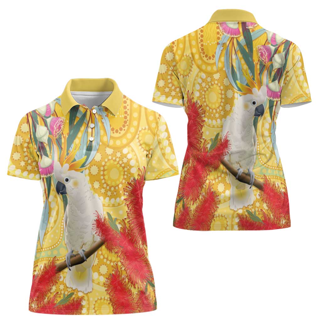 Sulphur-Crested Cockatoo Australia Aboriginal Art Women Polo Shirt NAIDOC Week - Nature Lovers