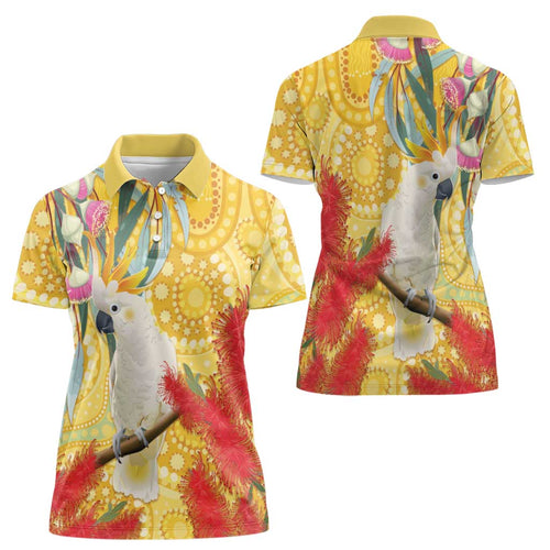 Sulphur-Crested Cockatoo Australia Aboriginal Art Women Polo Shirt NAIDOC Week - Nature Lovers
