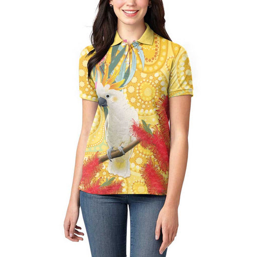 Sulphur-Crested Cockatoo Australia Aboriginal Art Women Polo Shirt NAIDOC Week - Nature Lovers