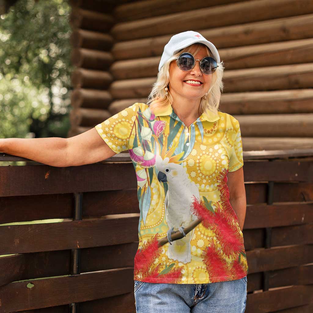 Sulphur-Crested Cockatoo Australia Aboriginal Art Women Polo Shirt NAIDOC Week - Nature Lovers