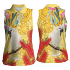 Sulphur-Crested Cockatoo Australia Aboriginal Art Women Sleeveless Polo Shirt NAIDOC Week - Nature Lovers