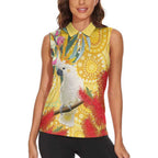 Sulphur-Crested Cockatoo Australia Aboriginal Art Women Sleeveless Polo Shirt NAIDOC Week - Nature Lovers