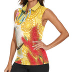 Sulphur-Crested Cockatoo Australia Aboriginal Art Women Sleeveless Polo Shirt NAIDOC Week - Nature Lovers