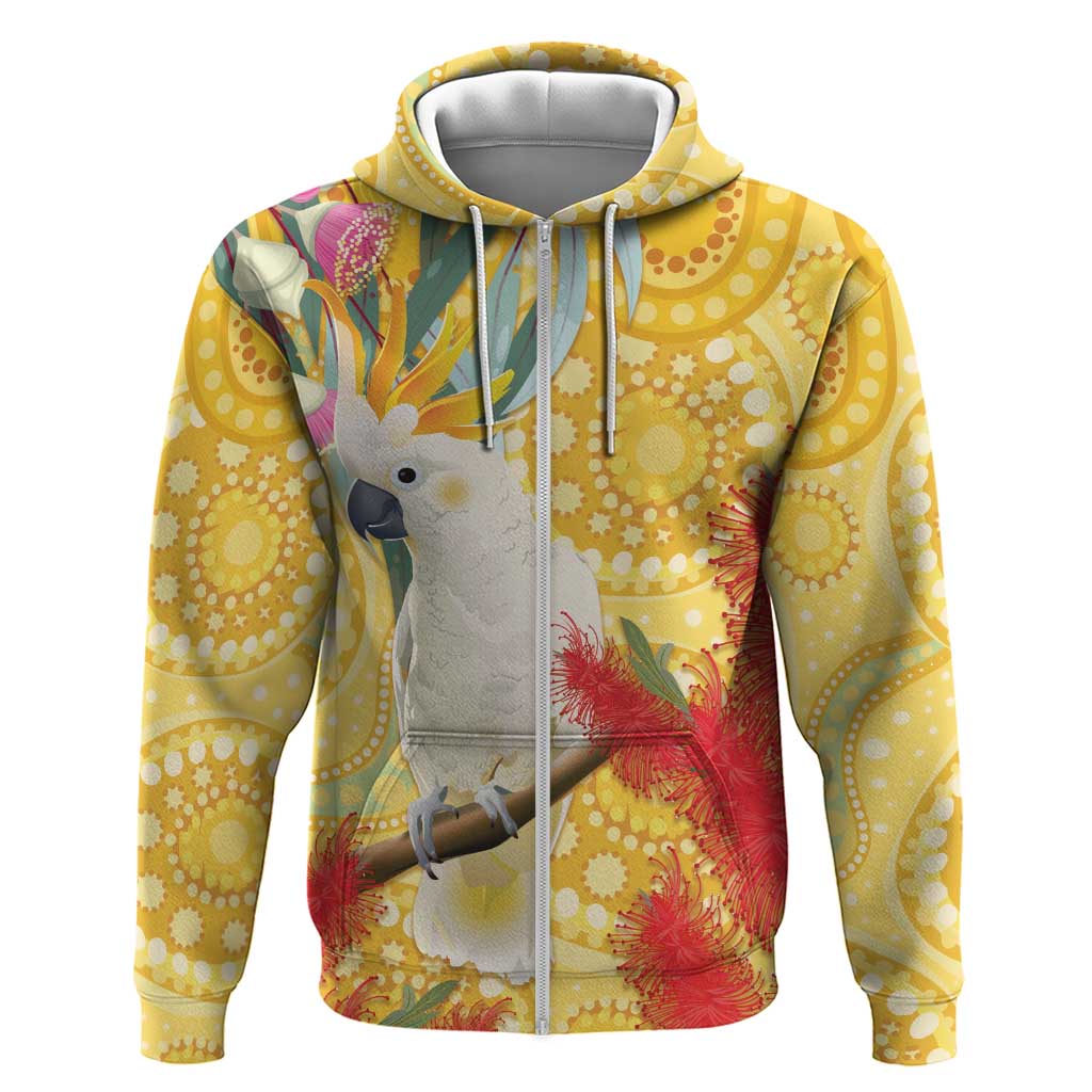 Sulphur-Crested Cockatoo Australia Aboriginal Art Zip Hoodie NAIDOC Week - Nature Lovers