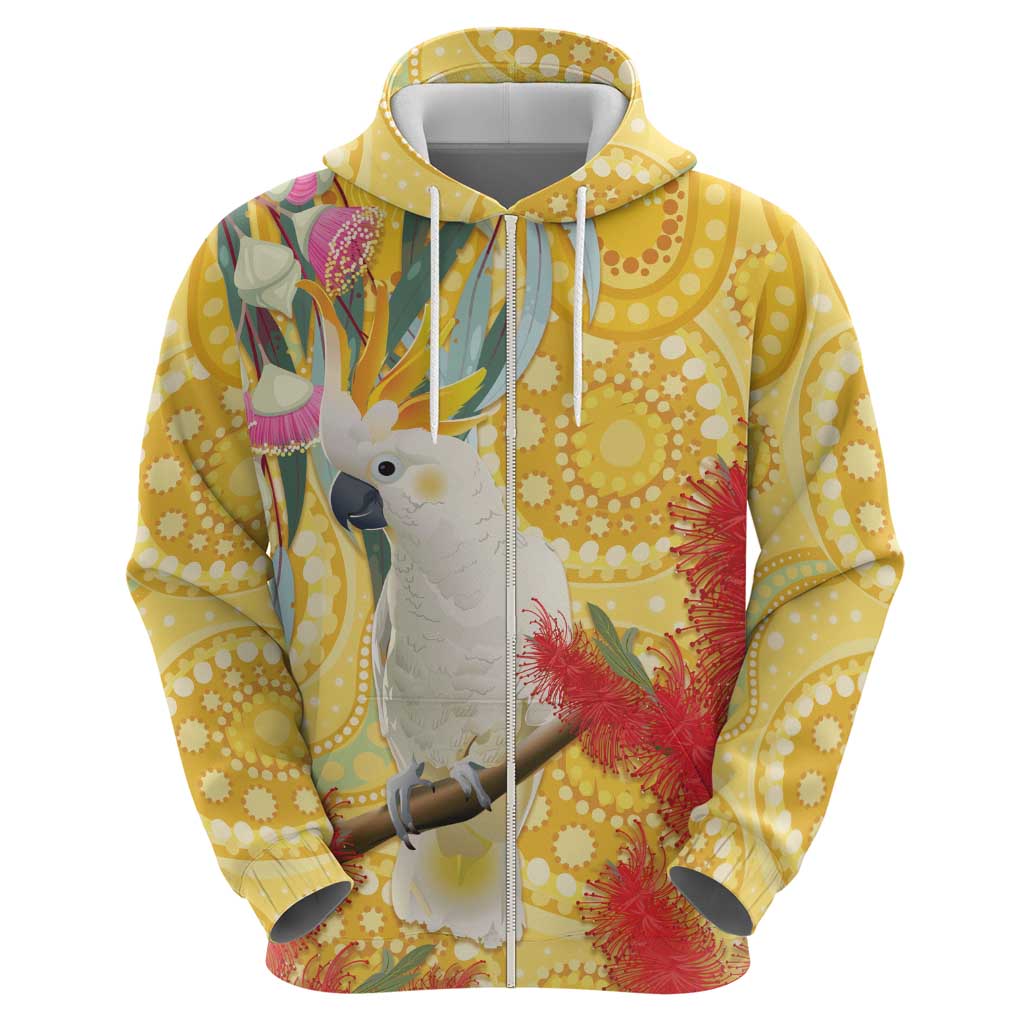 Sulphur-Crested Cockatoo Australia Aboriginal Art Zip Hoodie NAIDOC Week - Nature Lovers
