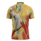 Sulphur-Crested Cockatoo Australia Aboriginal Art Zipper Polo Shirt NAIDOC Week - Nature Lovers